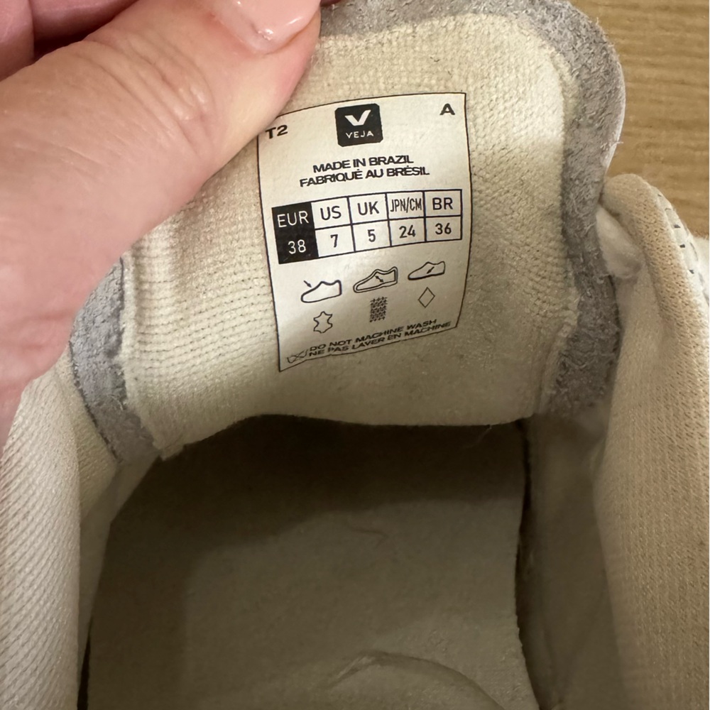 Veja White Sneakers with Tan Suede V Logo - Picture 5 of 5